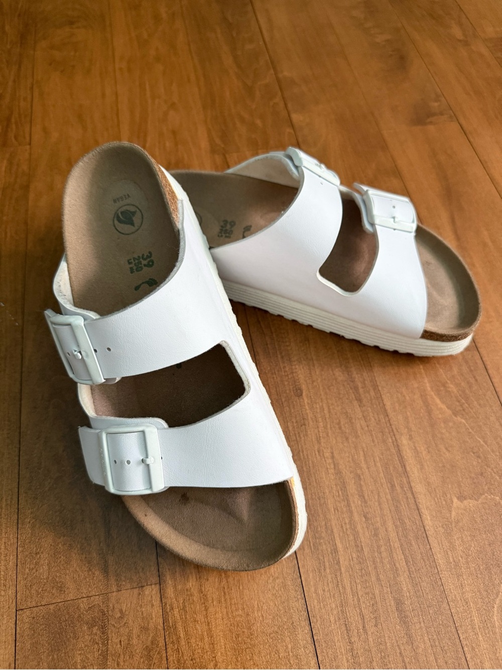 Papillio Birkenstock Platform White Double-Buckle Sandals